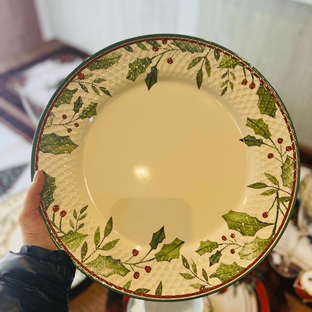 Sousplat Natalino Azevinho de Cerâmica 35cm