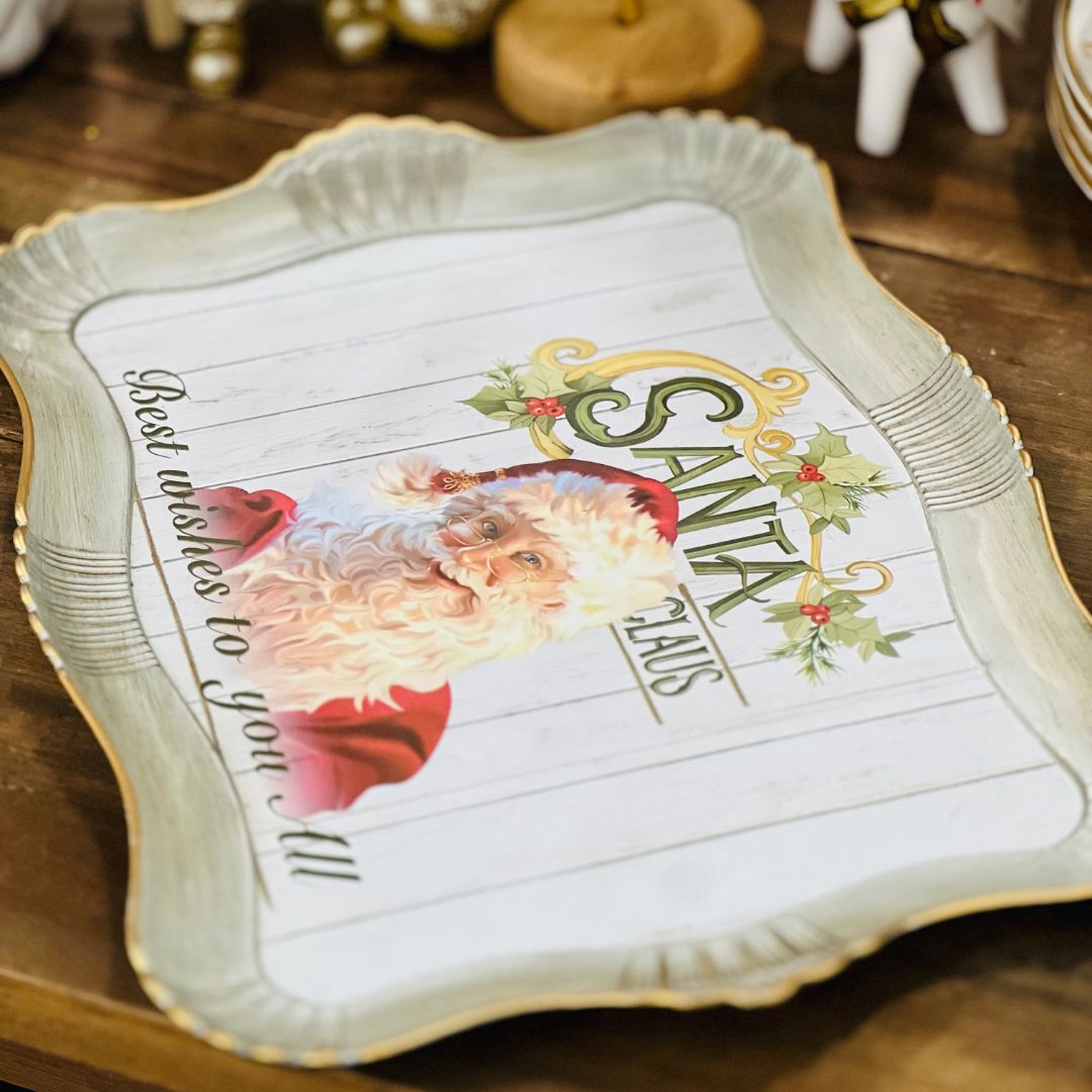 Bandeja Natalina Com Borda Ondulada - 42x32x2,2cm