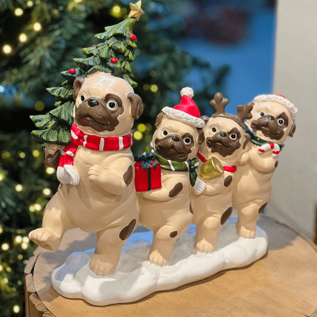 Familia de Cachorros Natalina de Resina 34,5x40cm