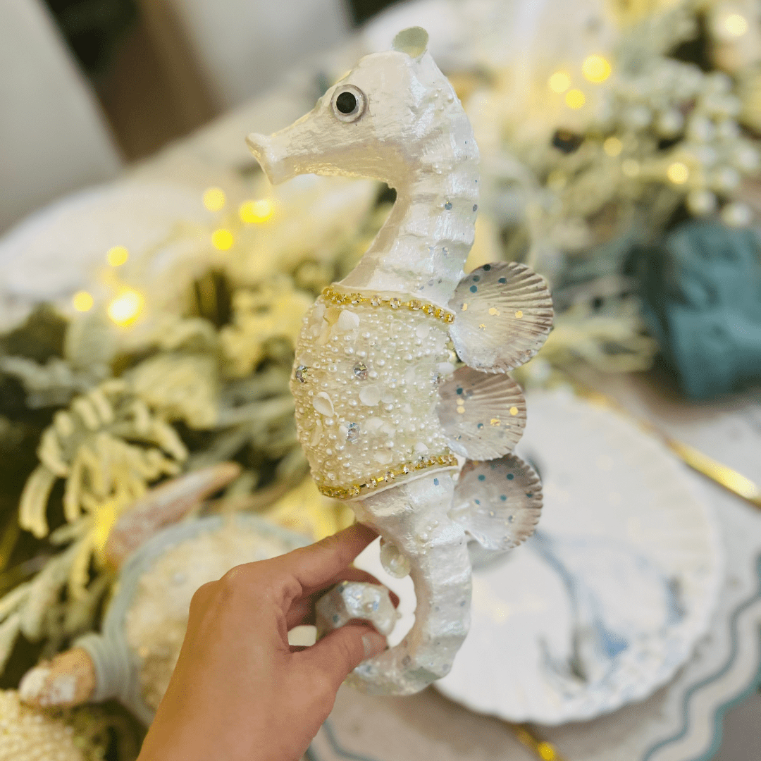 Cavalo Marinho Decorativo Natal Náutico 31cm