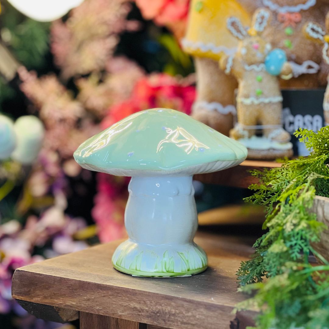 Cogumelo Verde Pastel - 13cm