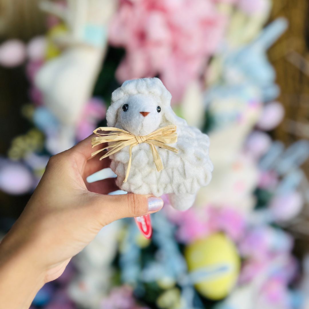 Ovelha Decorativa com Laço - 11cm