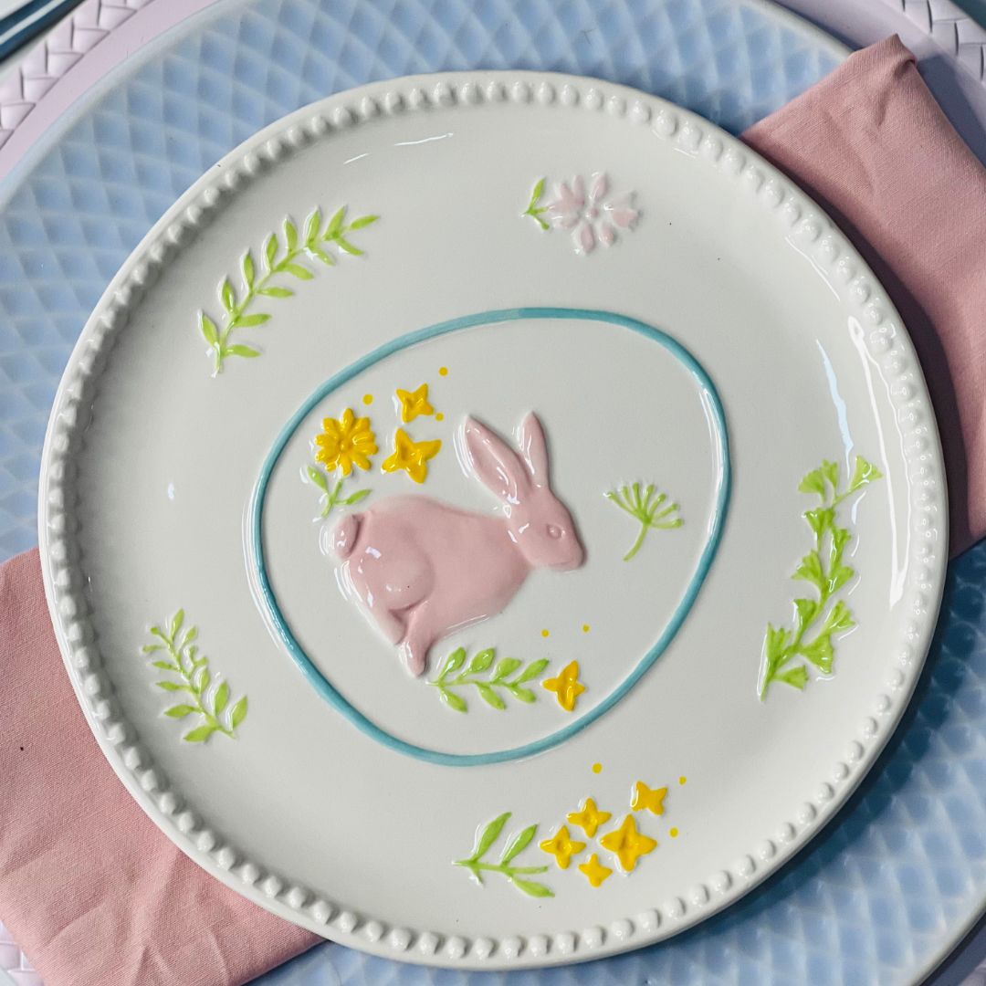 Prato de Sobremesa Candy Color Coelho - 2,54x21,5x22cm