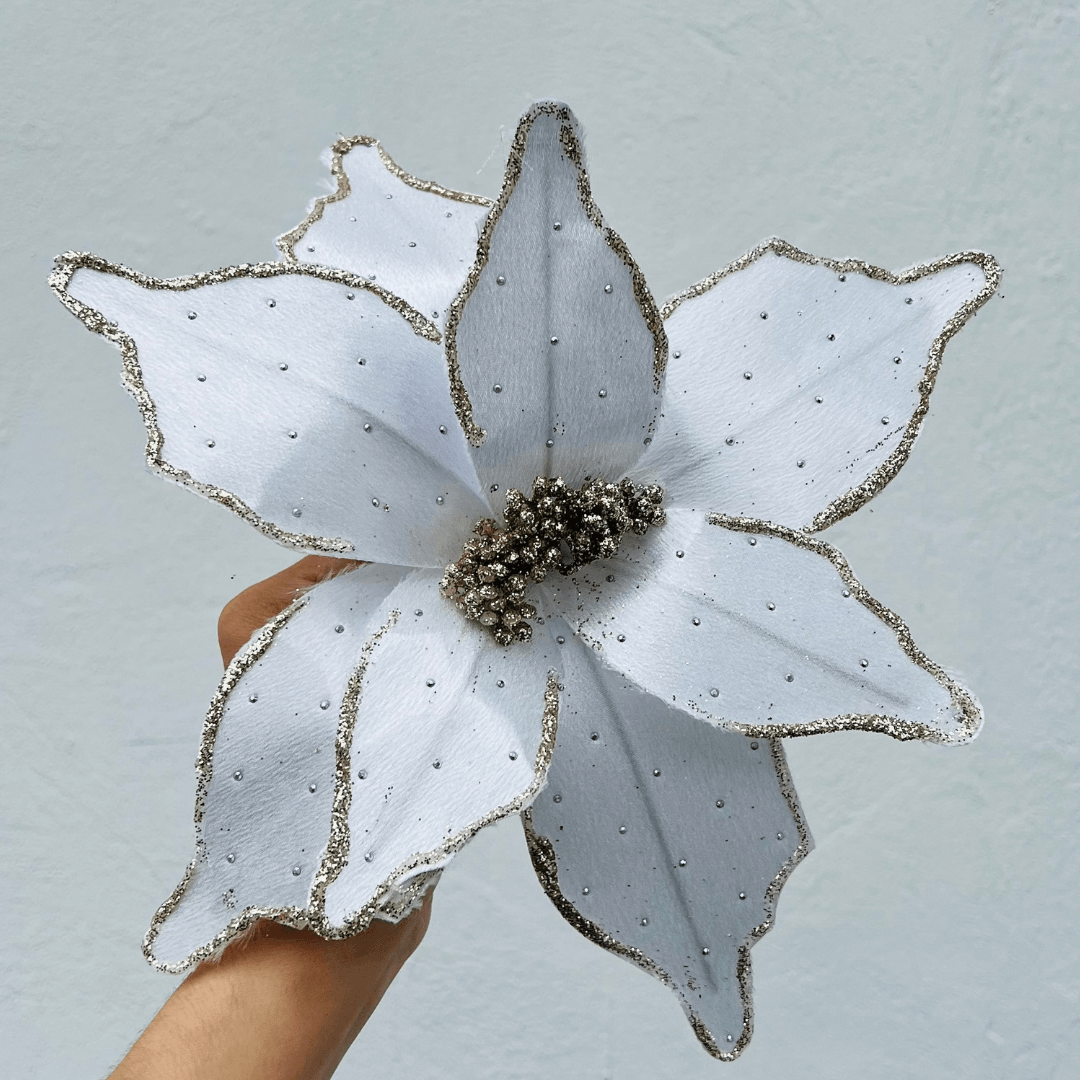 Haste Poinsettia Branco – 29cm