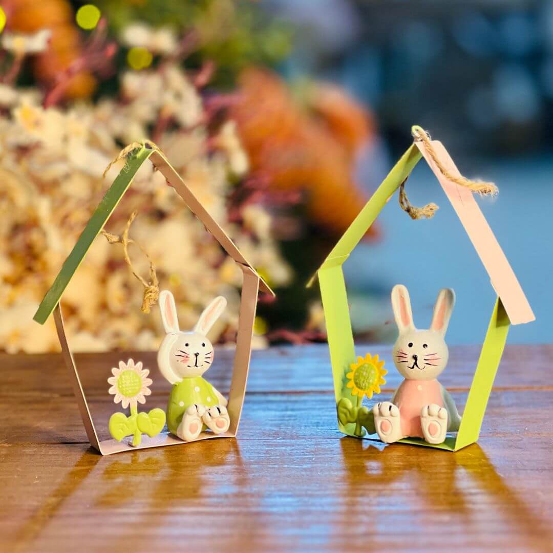 Enfeite Para Pendurar Casa do Coelho Verde - 12,5cm