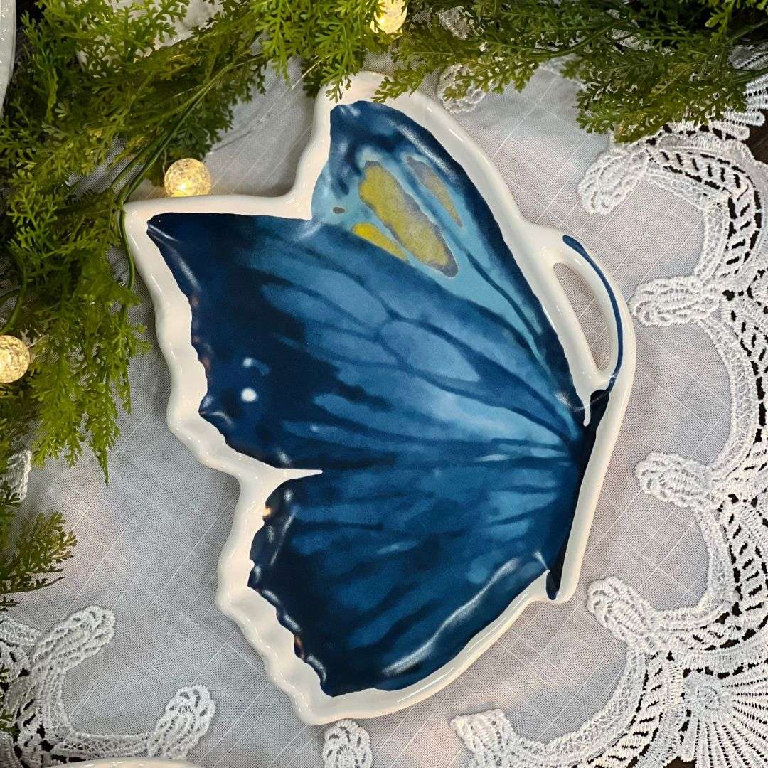 Prato Sobremesa Borboleta Com Asa Fechada - 24cm