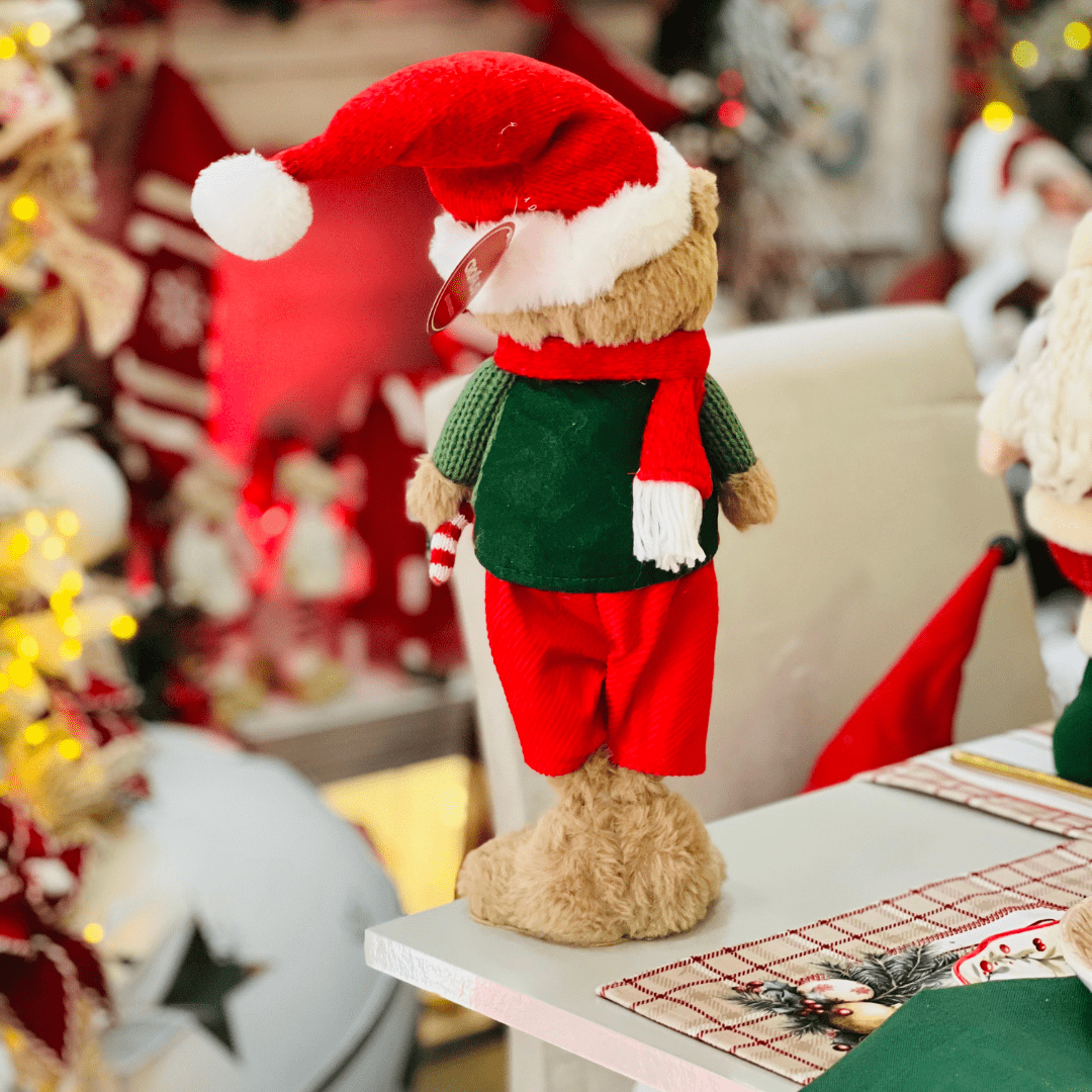 Urso Natalino Em Pé Candy Cane 39cm