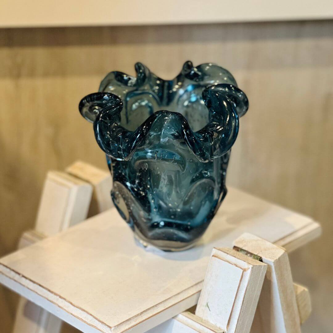 Vaso de Vidro Italy Azul – 13cm