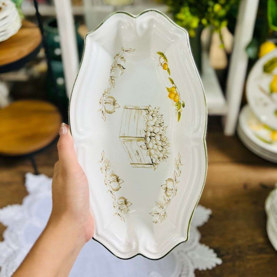 Travessa Pequena Branca Toscana Limão Siciliano - 28cm