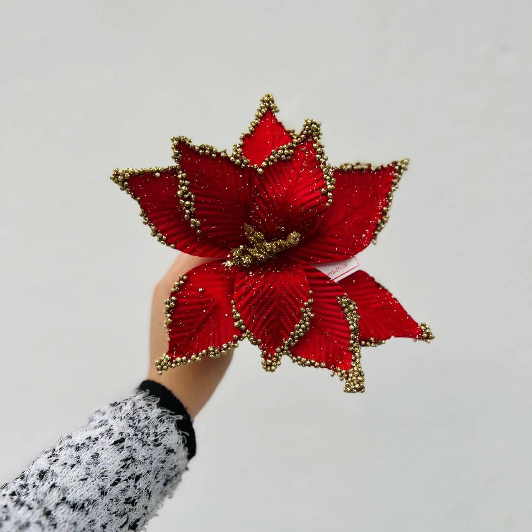 Flor Decorativa Poinsettia – 25cm