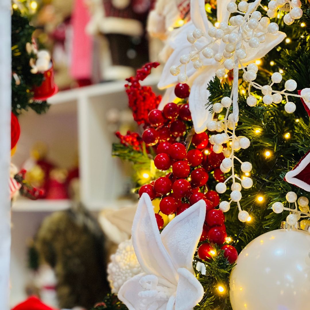 Galhos Longo Com Azevinhos Vermelho - 65cm