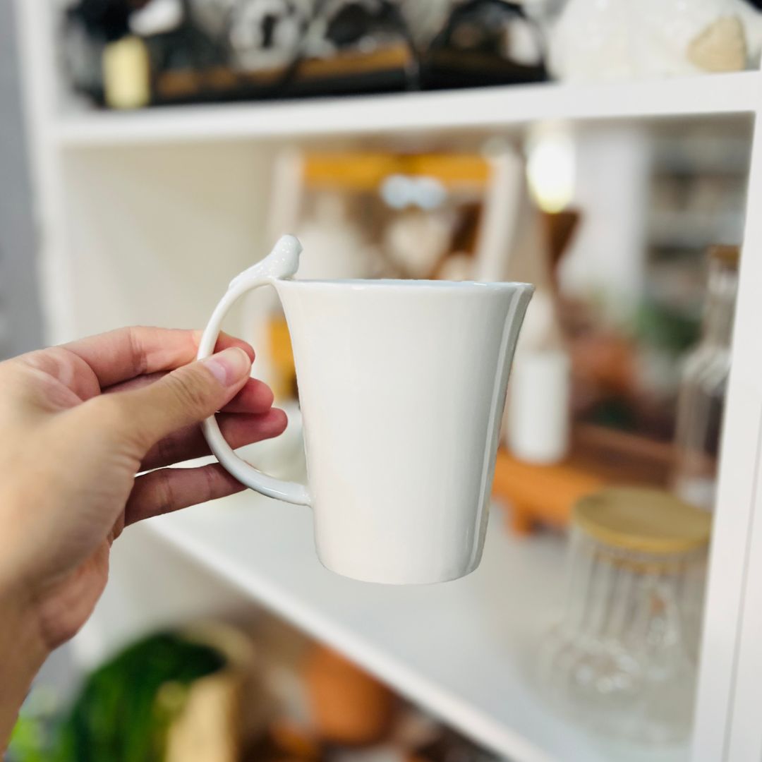 Caneca Porcelana Birds Branco - 300ml