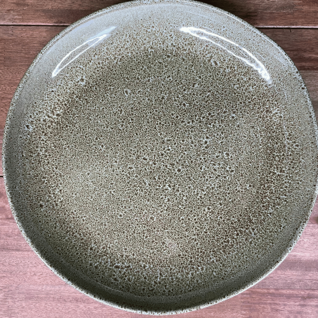 Trav Redonda G Orgânico Stoneware Croco Verde de Cerâmica 36cm