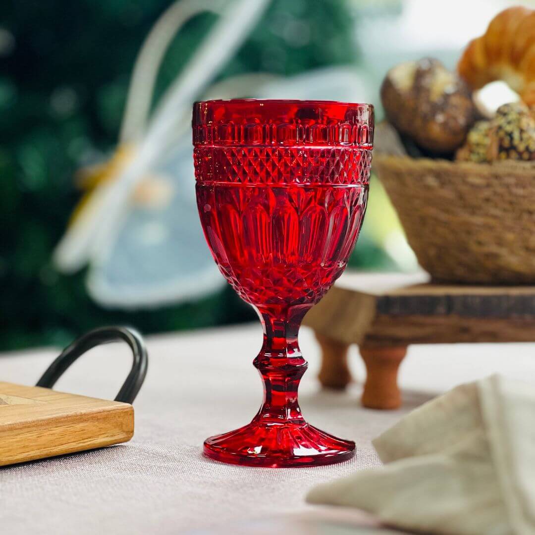Conjunto 6 Taças de Vidro Para Agua Brand Vermelho - 345ml
