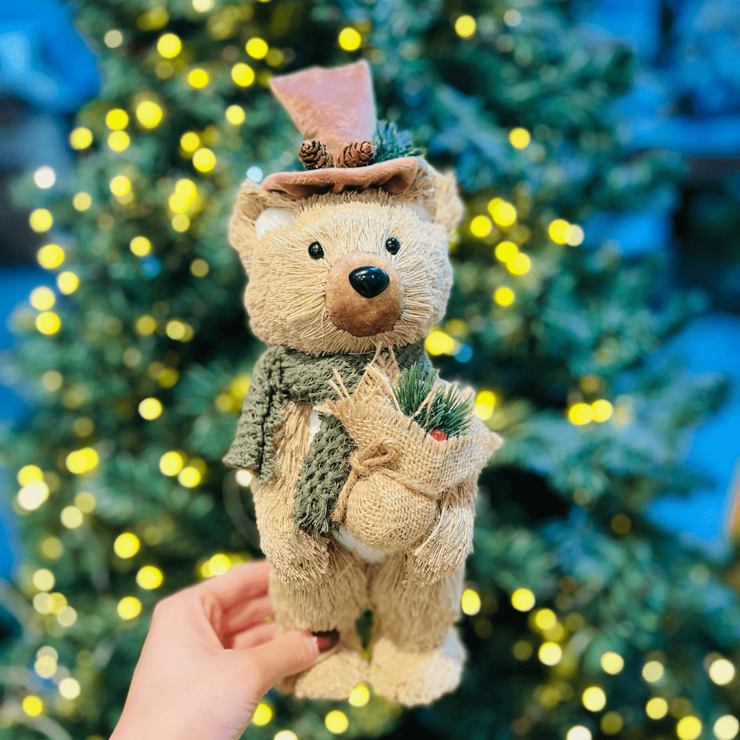 Urso Natalino Com Cartola 30x11cm