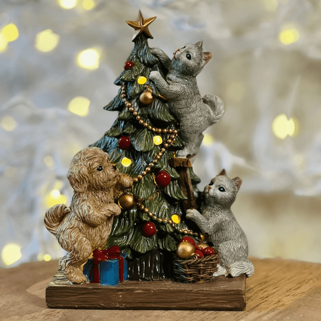Decoração Árvore de Natal com Cachorros - 19cm