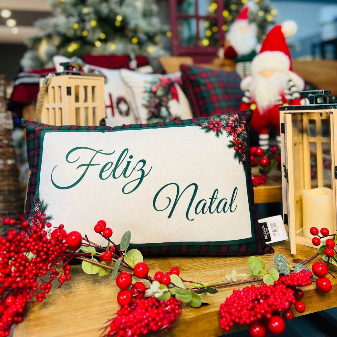 Capa Natalina Xadrez Feliz Natal - 35cmx55