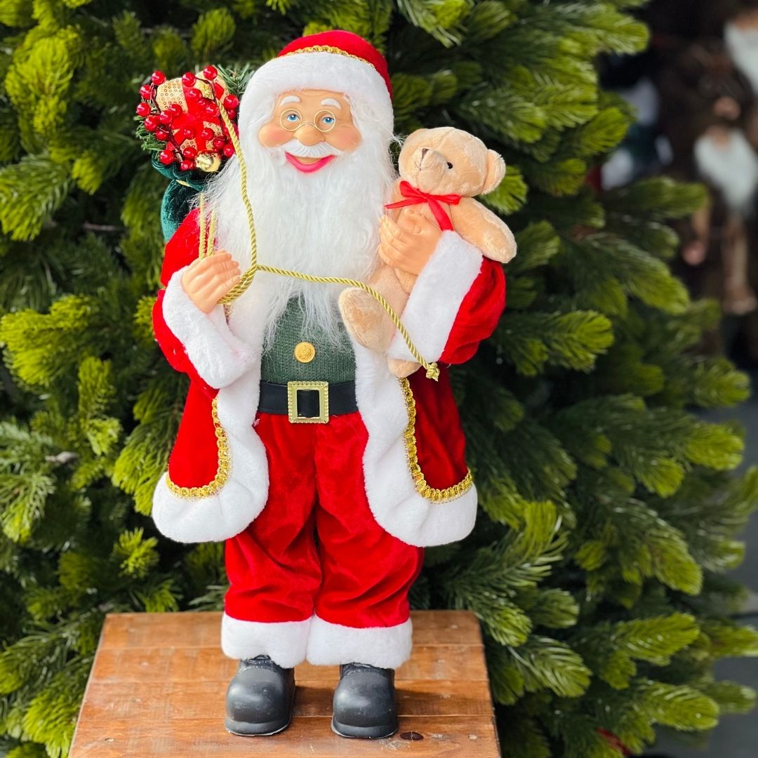 Papai Noel com Urso | 60cm