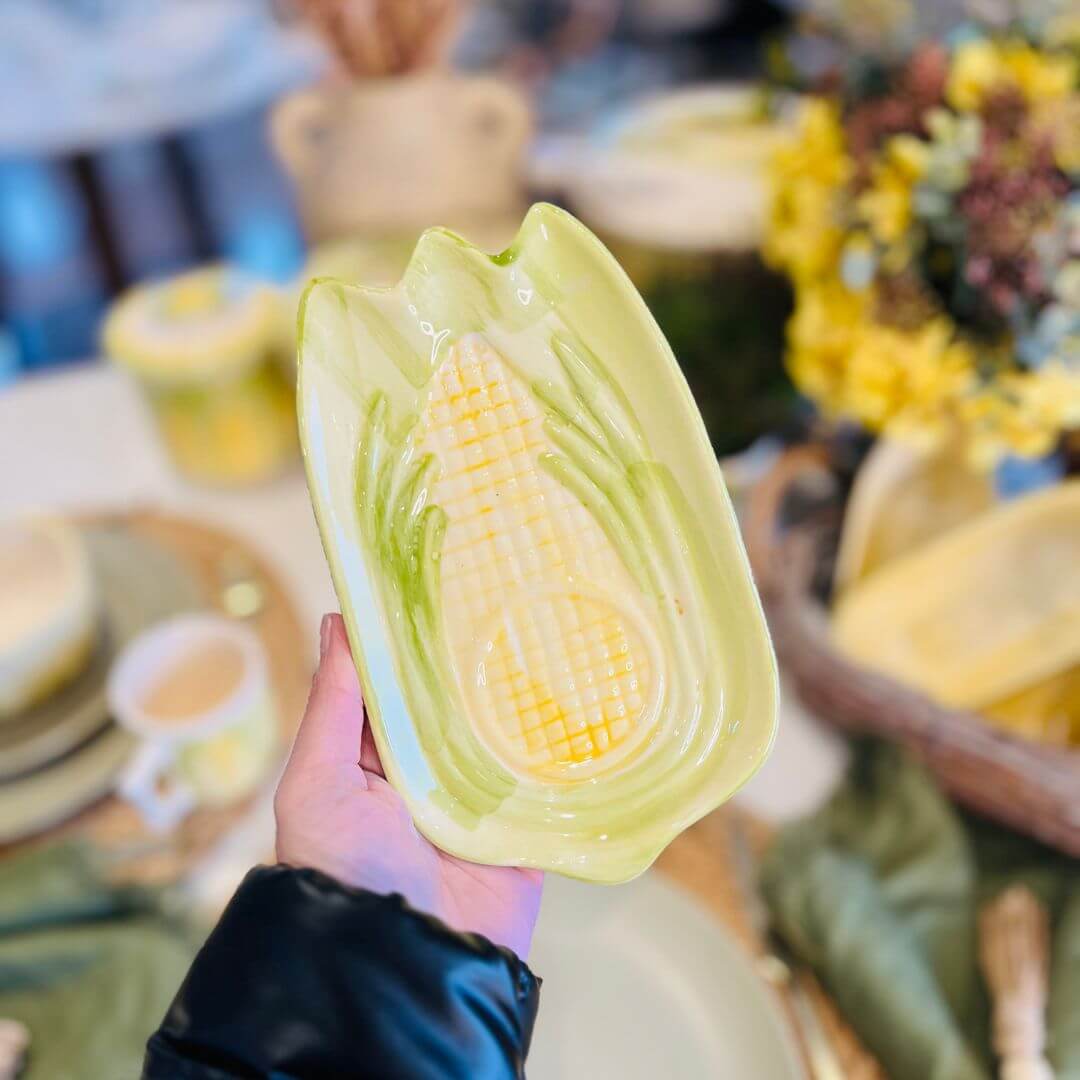 Jogo de Lanche Milho Decorado Pintado a Mão