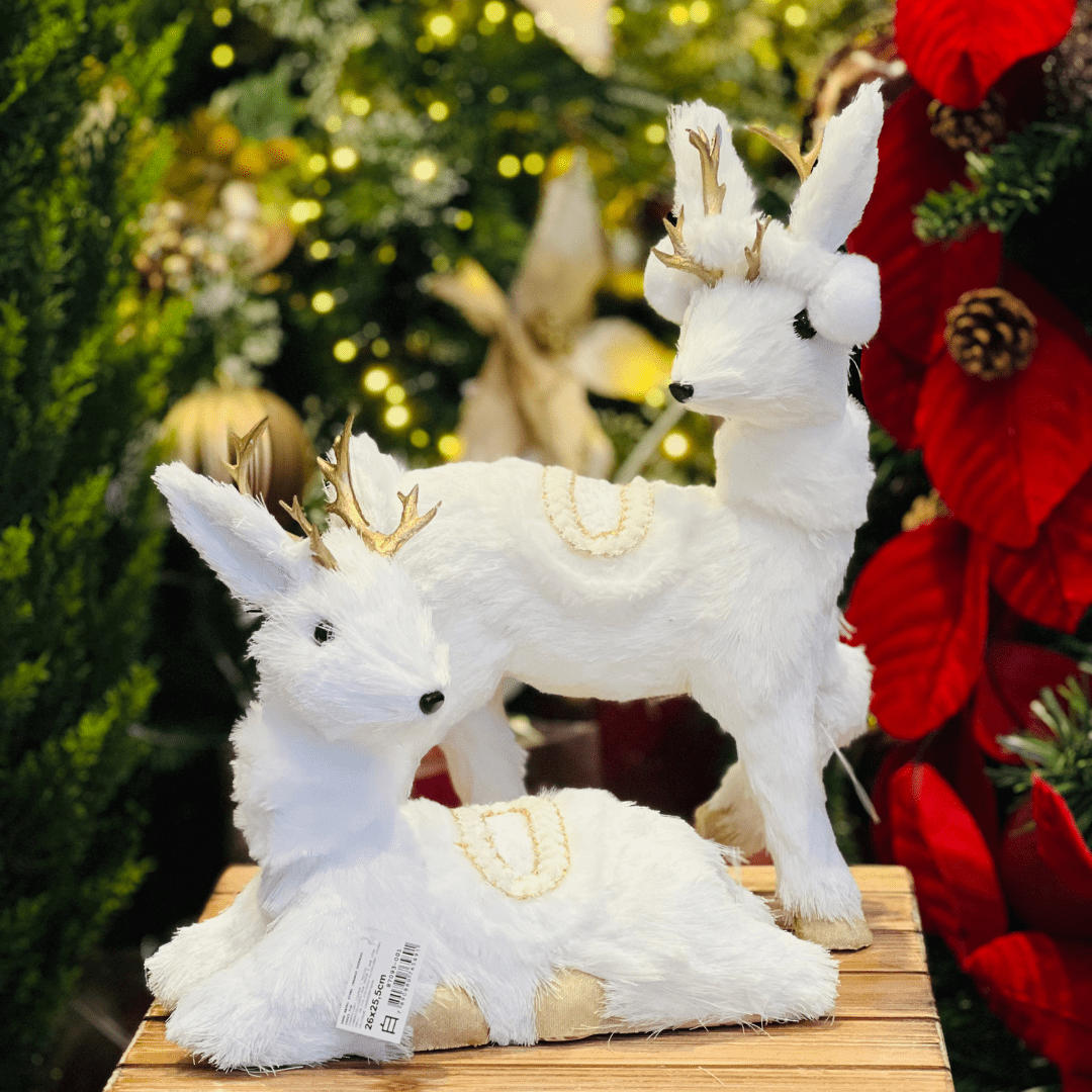 Rena Natalina Branco e Dourado de Sisal 36x26cm
