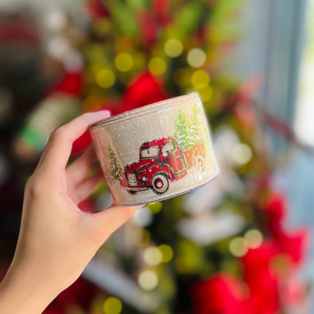 Fita Aramada Decorada Carrinho - 6,3cmx9,14m