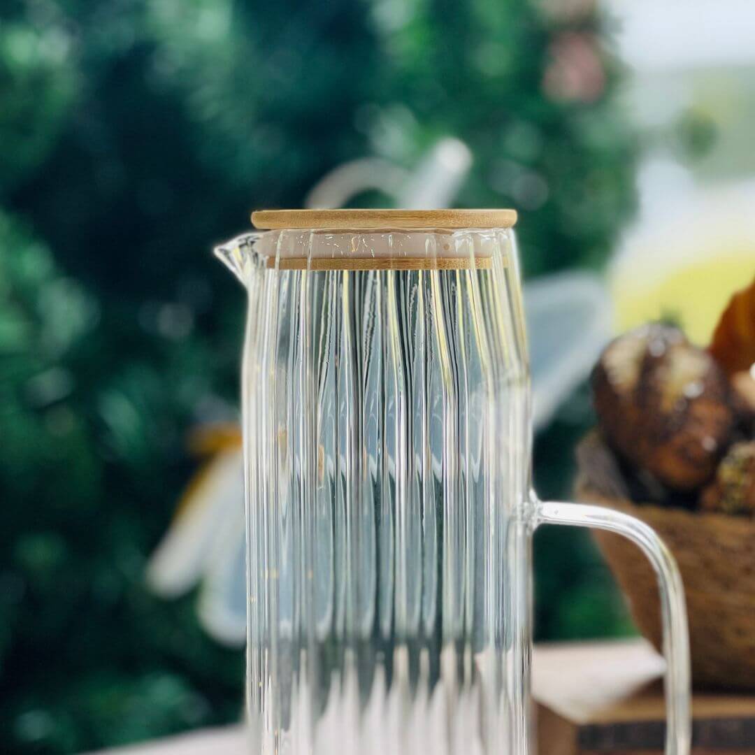 Jarra de Vidro Com Tampa Em Bambu - 1,1l