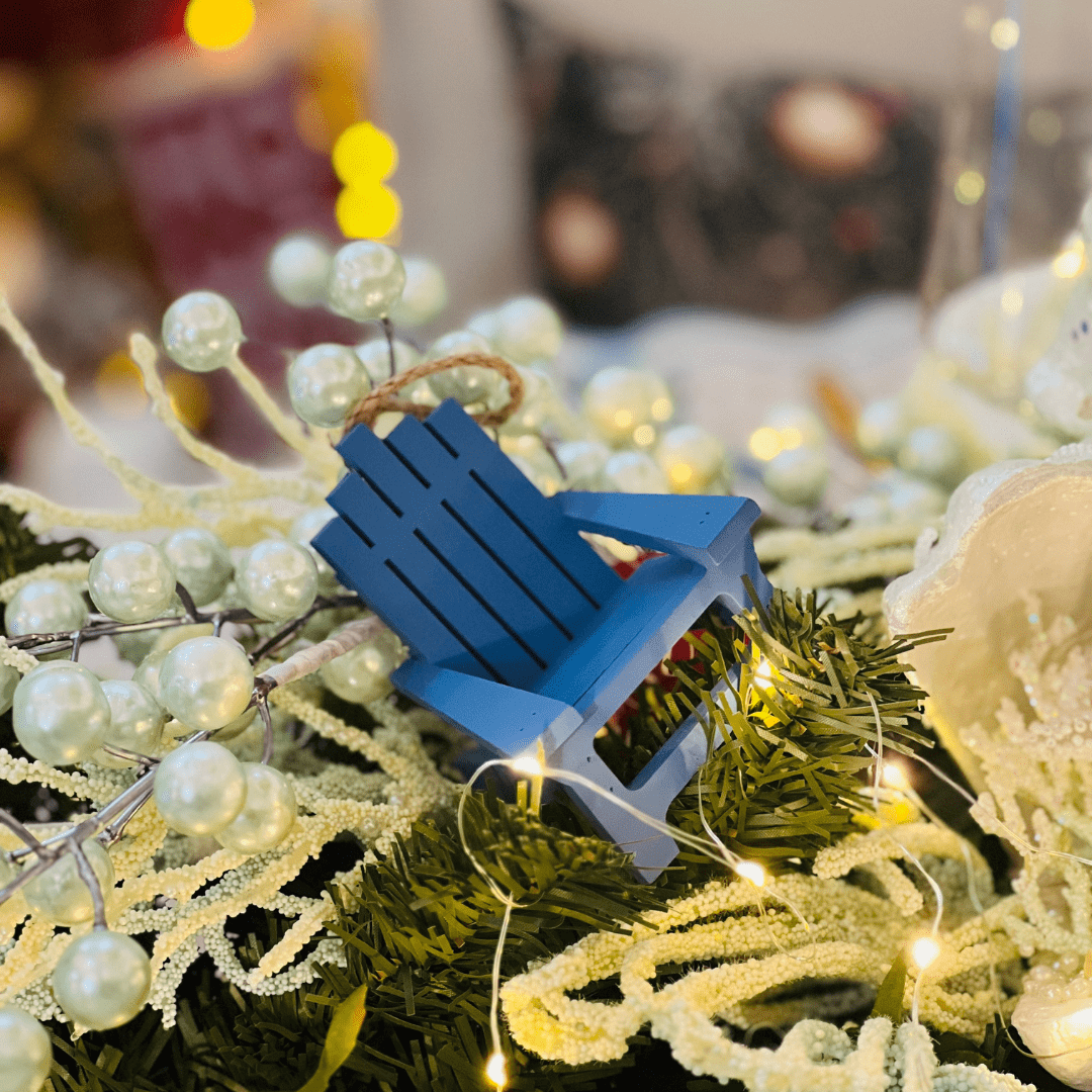 Enfeite Cadeira Natal Náutico Azul para Pendurar 8x7cm