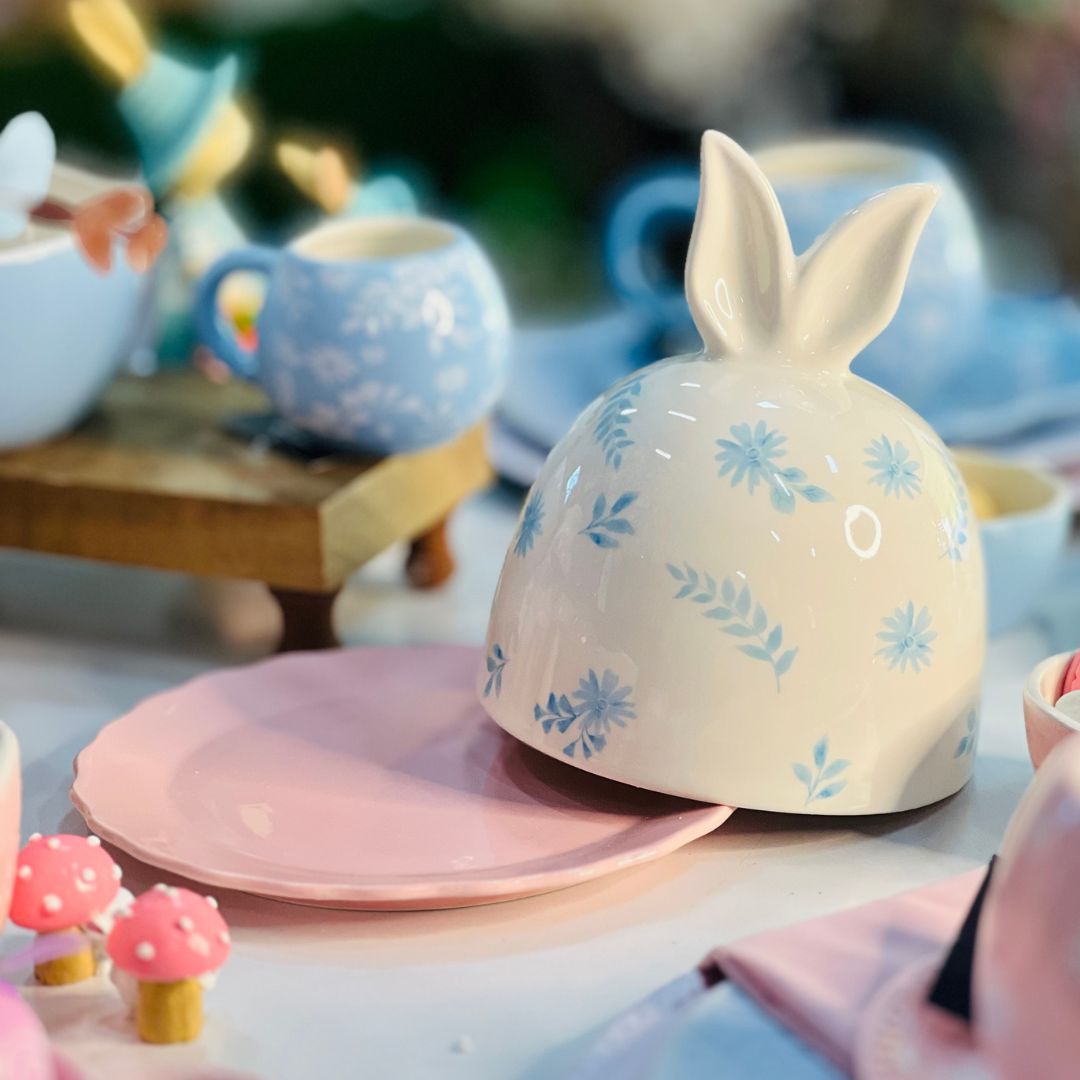 Porta Manteiga/Doces Rosa Flowers - 20cm