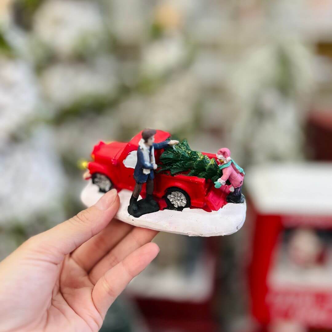 Cenário Natal Arvore no Carro Com Led 6,7x11,7x5,9cm