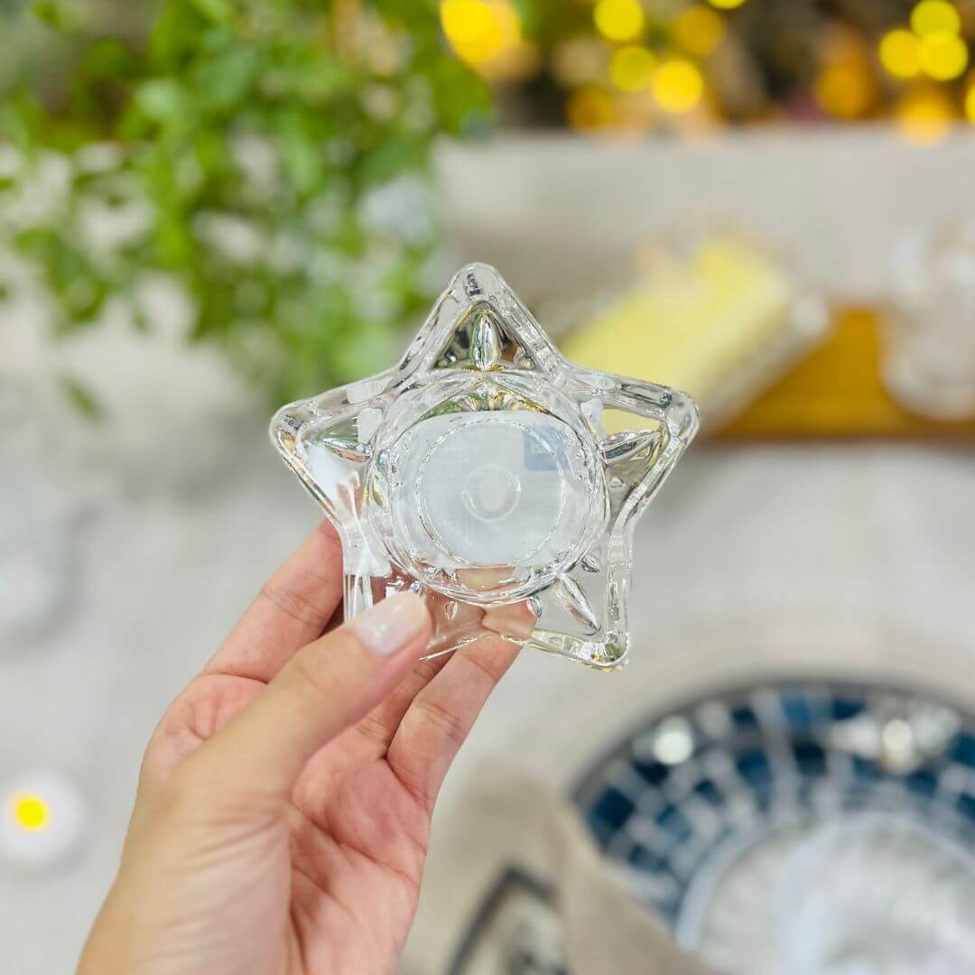 Porta Velas Estrela Transparente - 9,5x3,5cm