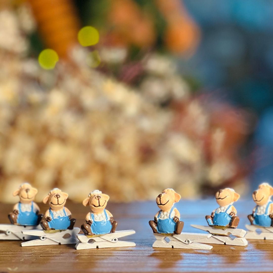 Jogo com 6 Prendedores de Ovelha - 3,1cm Azul