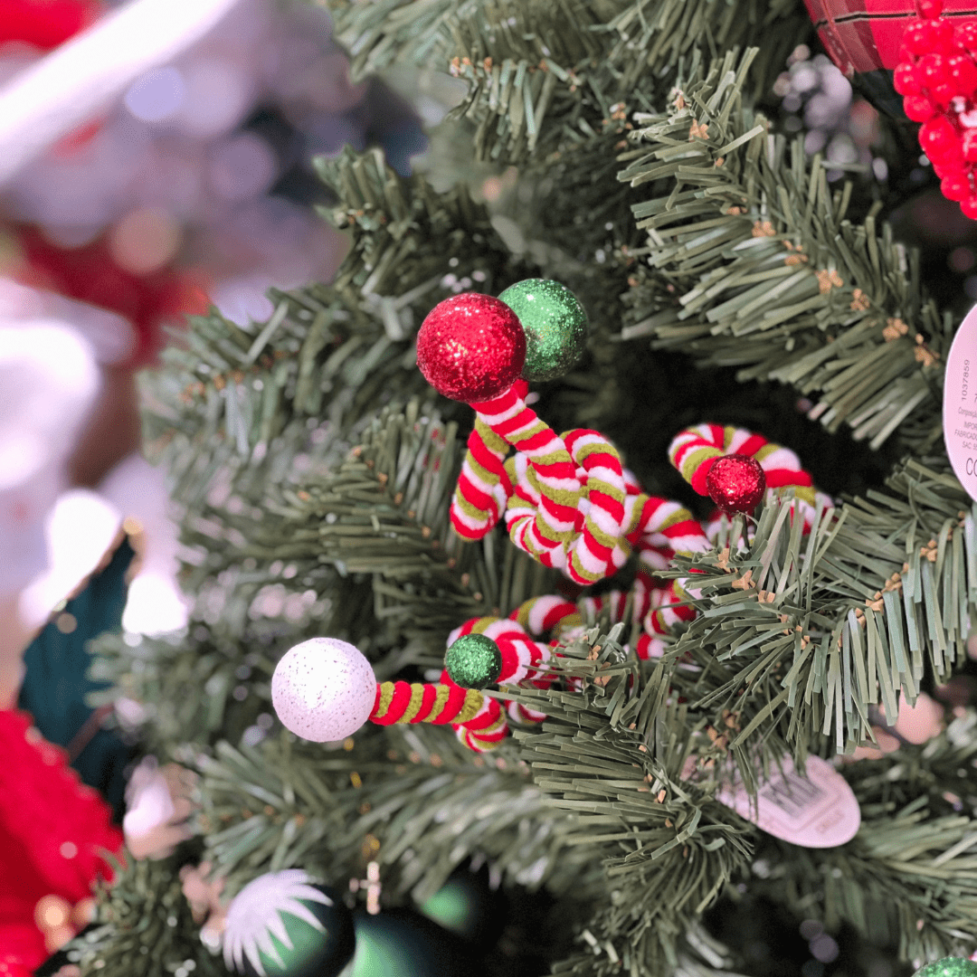 Galho Natalino Candy Espiral Pompom 35cm