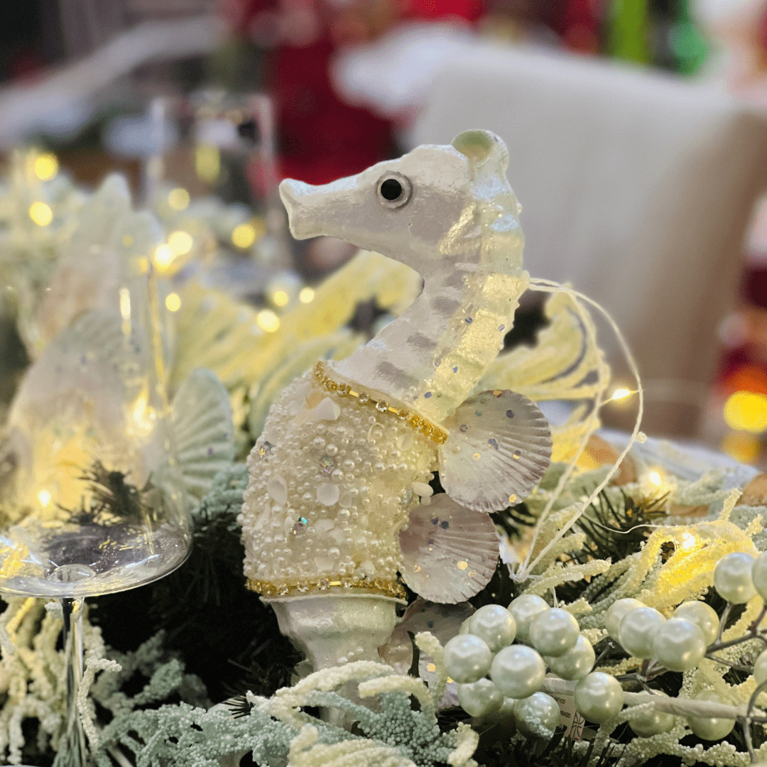 Cavalo Marinho Decorativo Natal Náutico 31cm