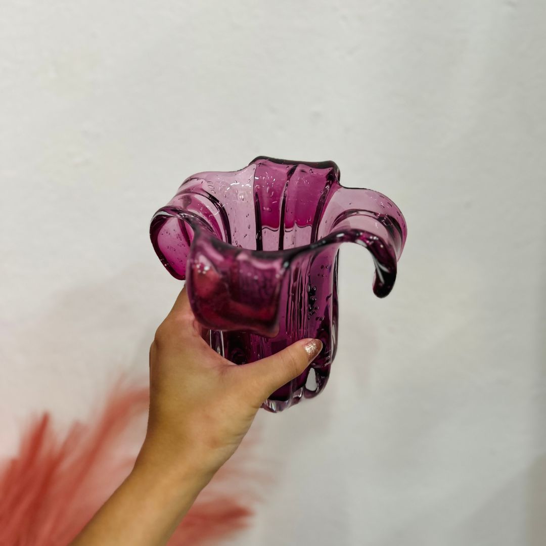 Vaso de Vidro Italy Rosa - 15x16cm