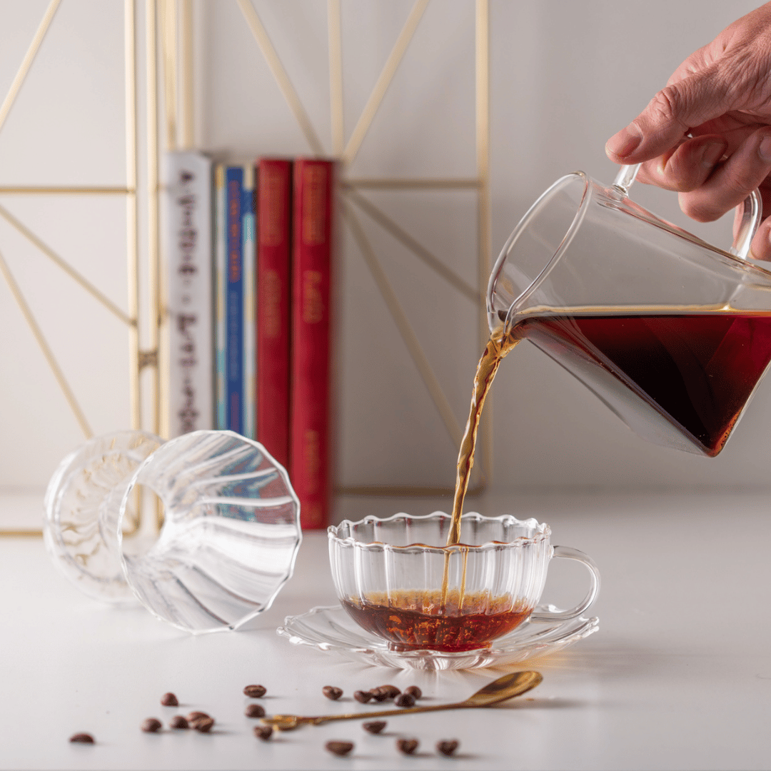 Xicara com Pires Parede Dupla de Vidro Borossilicato 250ml