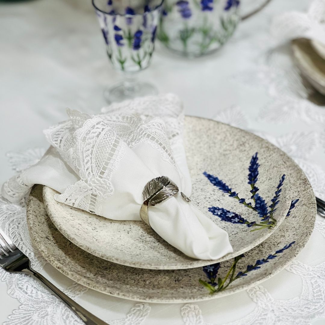 Prato Fundo de Cerâmica Decorado Alfazema - 25cm