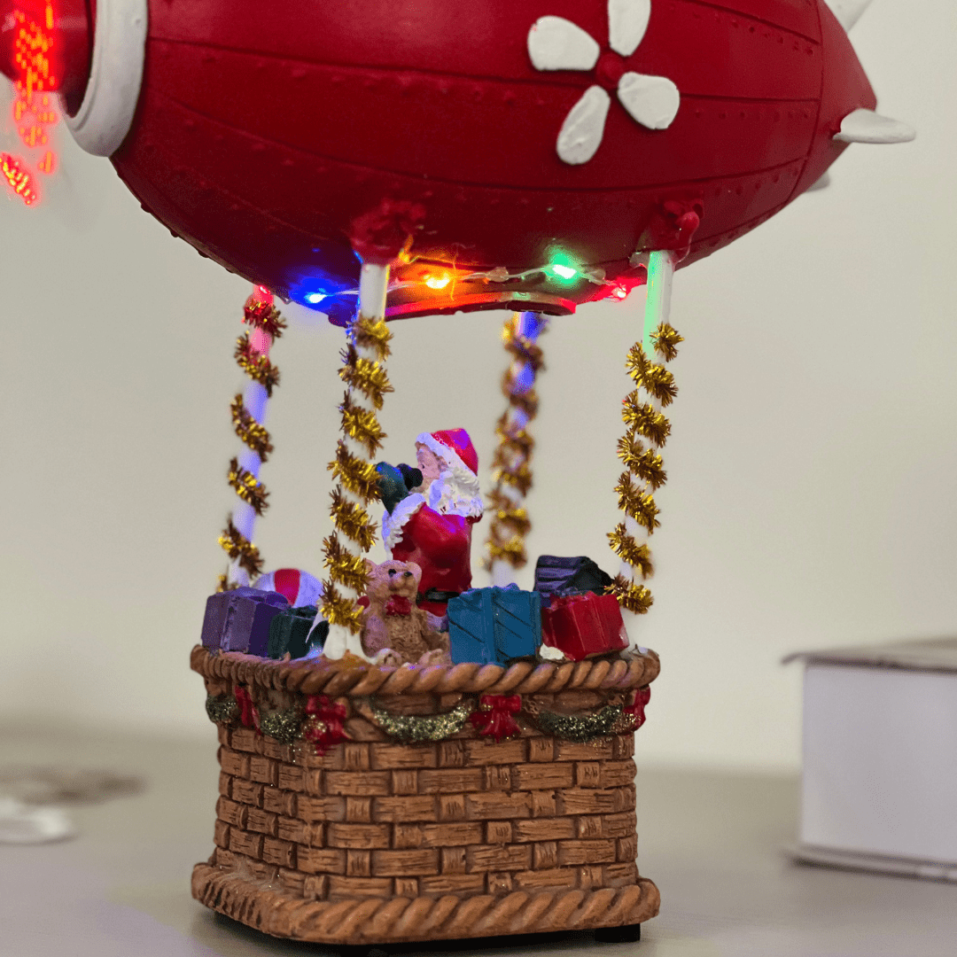 Balão Natalino Com Noel Com Led e Movimento 26cm