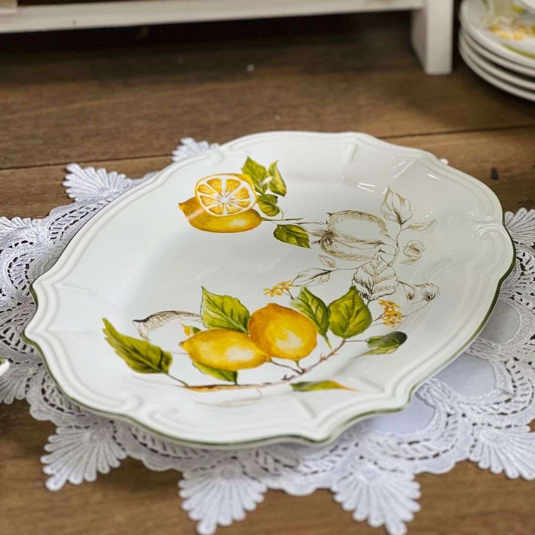 Travessa Média Branca Toscana Limão Siciliano - 36,5cm