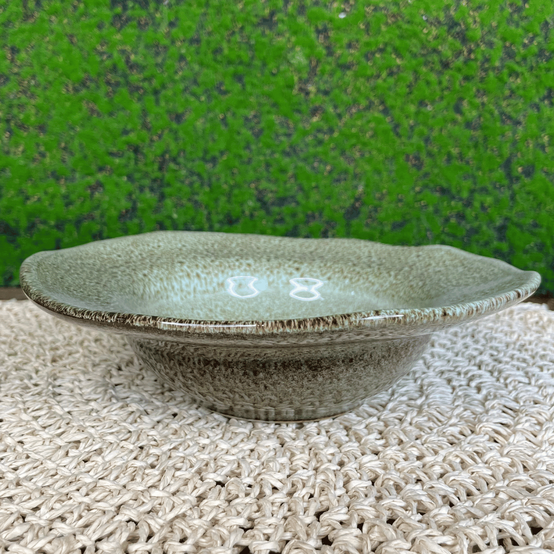 Prato de Entrada e Sobremesa Orgânico Croco Verde de Cerâmica 19x5,5cm