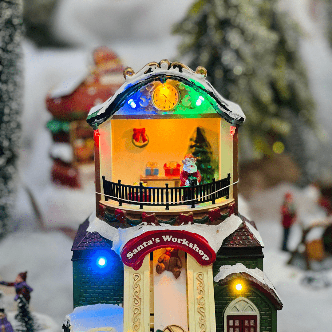 Cenário Natalino Fabrica de Brinquedos Com Led, Som e Movimento 22x14cm - Pilha