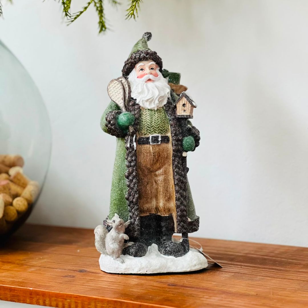Papai Noel Natalino Rústico em Resina - 32 cm