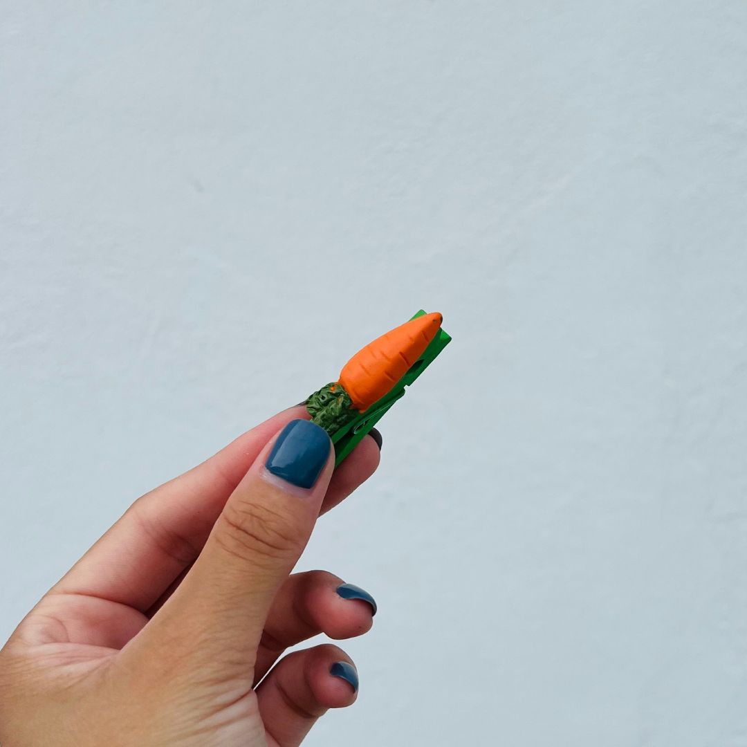 Jogo com 8 Prendedores de Cenoura - 3,7cm