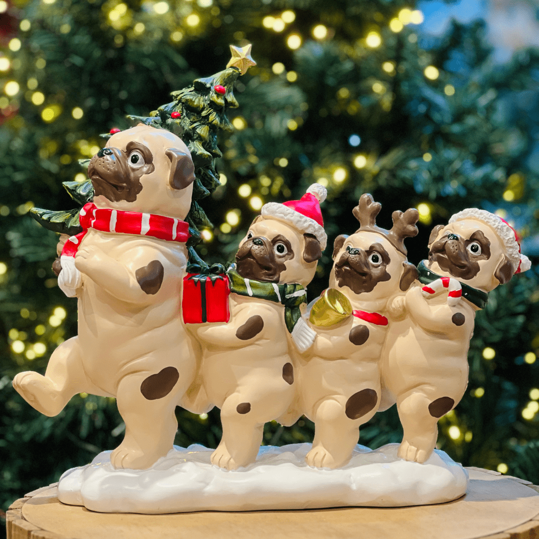 Familia de Cachorros Natalina de Resina 34,5x40cm