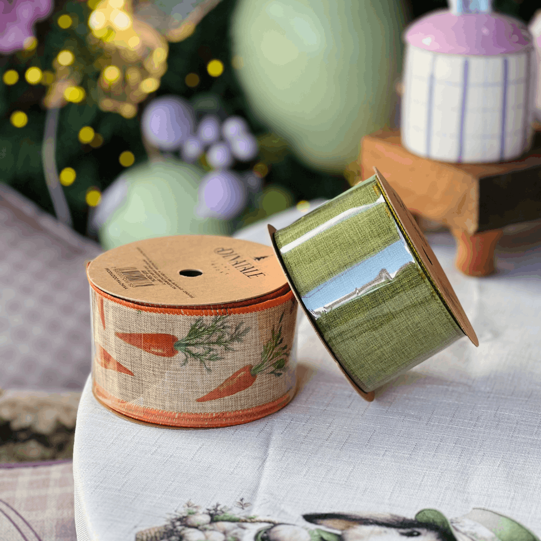 Fita Decorativa Aramada Cenouras 6,3cm x 9,14m - Dupla Face