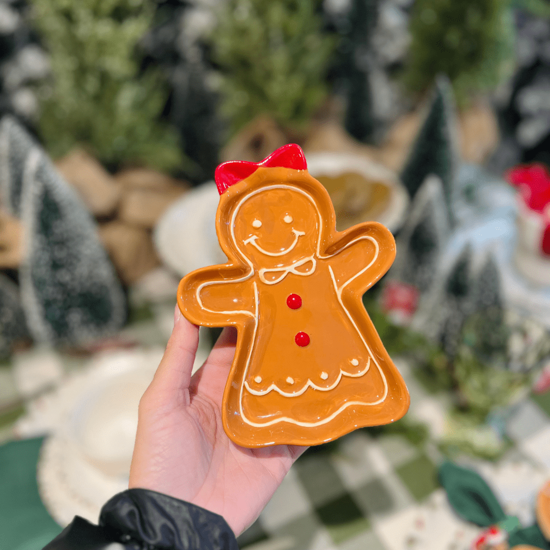 Petisqueira Natalina de Cerâmica Gingerbread Menina 16x2cm