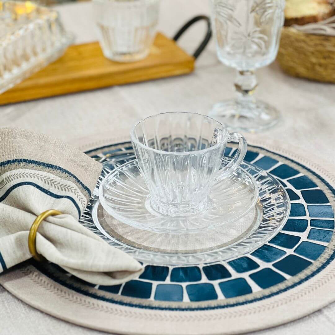 Conjunto de 2 Pratos de Sobremesa de Cristal de Chumbo Radial - 19,5cm
