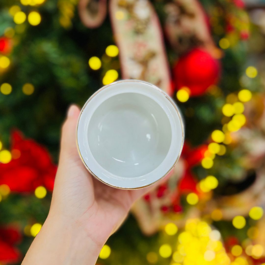 Açucareiro Branco Com Borda Dourada - 300ml