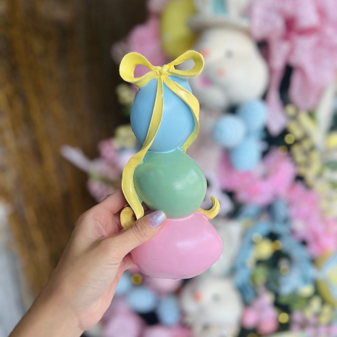 Porta-velas de Ovos Com Laço - 21cm
