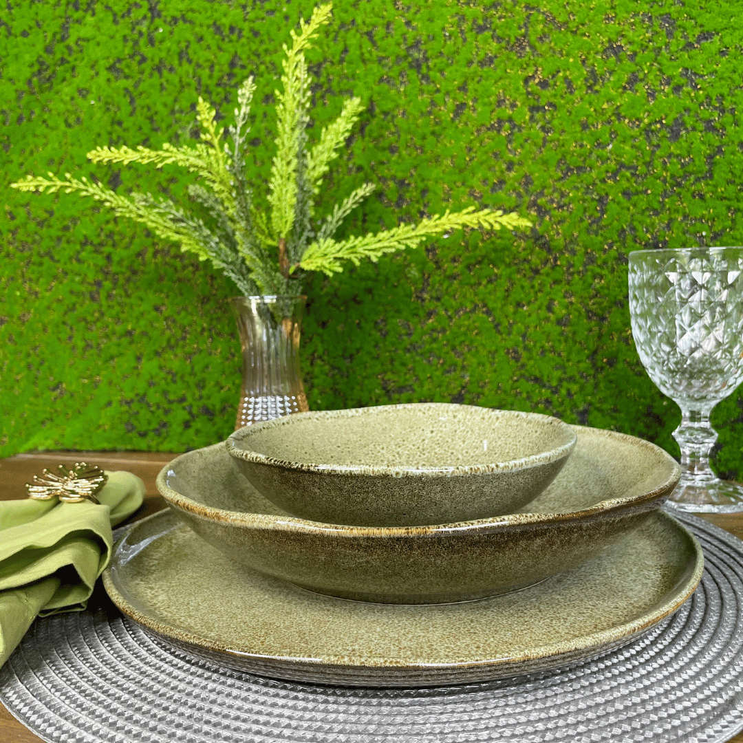 Prato Raso Bio Croco Verde de Cerâmica 29cm