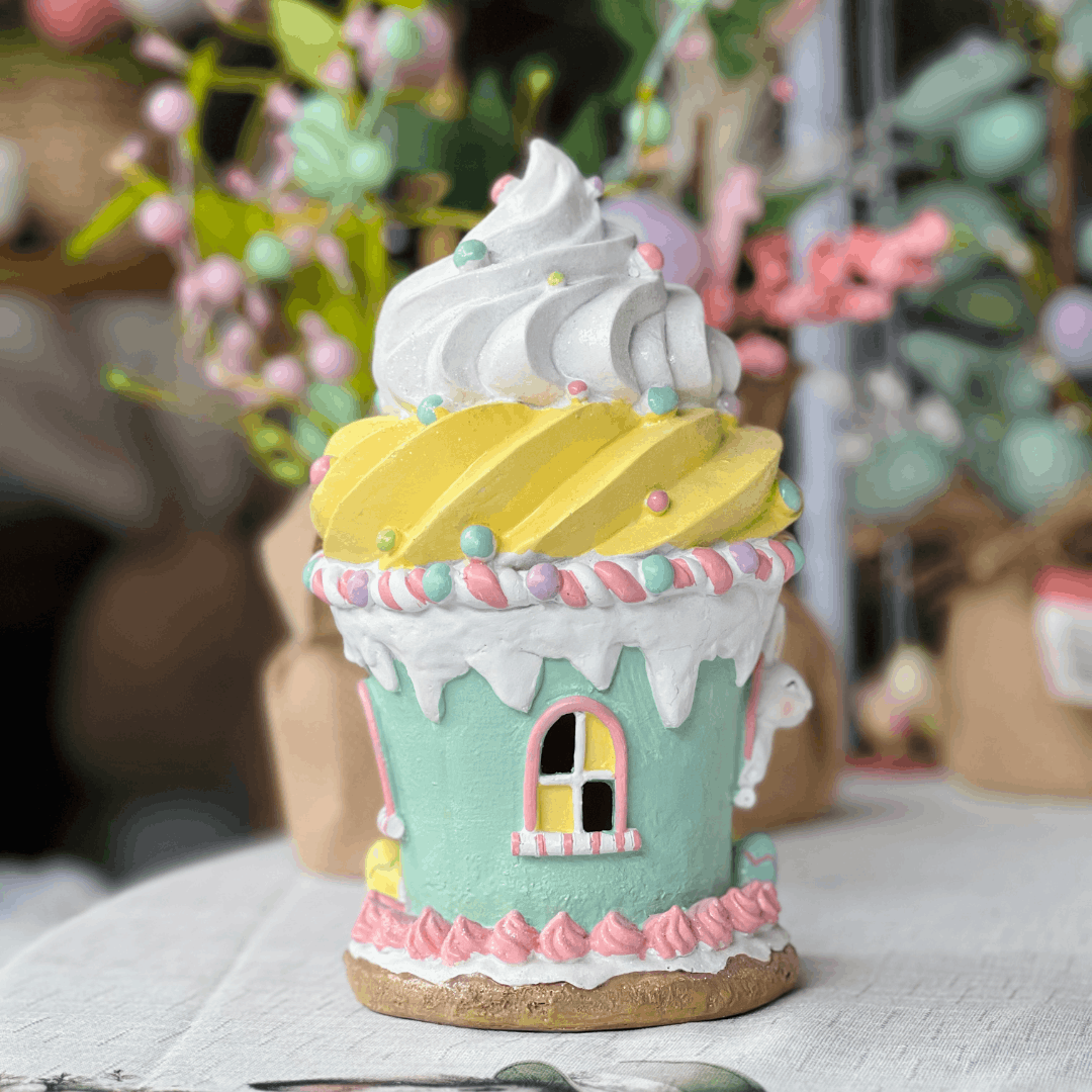 Casinha Cupcake de Páscoa de Resina 23cm